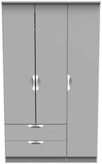 Flora Grey 3 Door Triple Wardrobe - LHF 2 Drawers