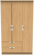 Flora Oak Effect 3 Door Triple Wardrobe - LHF 2 Drawers