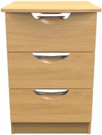 Flora Oak Effect 3 Drawer Bedside Cabinet