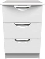 Flora White 3 Drawer Bedside Cabinet