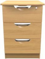 Flora Oak Effect 3 Drawer Bedside Cabinet with Lock