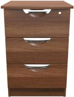 Flora Walnut Effect 3 Drawer Bedside Cabinet with Lock