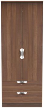 Flora Walnut Effect 2 Door 2 Drawer Double Wardrobe