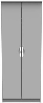 Flora Grey 2 Door Plain Tall Wardrobe