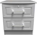 Gina Grey Ash 2 Drawer Bedside Cabinet with Lock