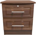 Gina Walnut Effect 2 Drawer Bedside Cabinet with Lock