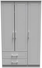 Gina Grey Ash 3 Door Triple Wardrobe - LHF 2 Drawers