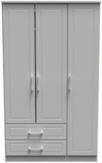 Gina Grey 3 Door Triple Wardrobe - LHF 2 Drawers