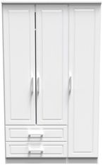 Gina White 3 Door Triple Wardrobe - LHF 2 Drawers