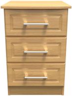 Gina Oak Effect 3 Drawer Bedside Cabinet
