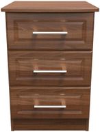 Gina Walnut Effect 3 Drawer Bedside Cabinet