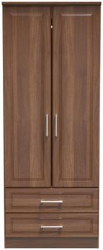 Gina Walnut Effect 2 Door 2 Drawer Double Wardrobe