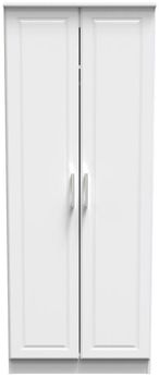 Gina White 2 Door Plain Tall Wardrobe
