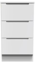 Milan White Gloss 3 Drawer Bedside Cabinet