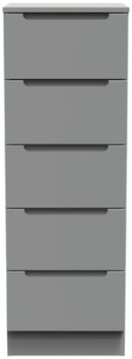 Milan Grey 5 Drawer Narrow Chest