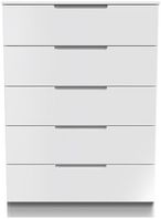Milan White Gloss 5 Drawer Chest