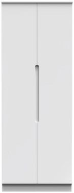 Milan White Gloss 2 Door Plain Tall Wardrobe