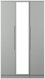 Milan Grey 3 Door Tall Triple Wardrobe - 1 Mirror