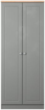 Norfolk Grey and Oak Effect 2 Door Plain Wardrobe