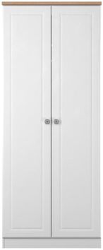 Norfolk White and Oak Effect 2 Door Plain Wardrobe