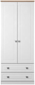 Norfolk White and Oak Effect 2 Door 2 Drawer Double Wardrobe