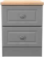 Norfolk Grey and Oak Effect Oak 2 Drawer Bedside Cabinet