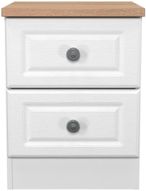 Norfolk White and Oak Effect Oak 2 Drawer Bedside Cabinet