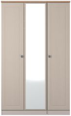 Norfolk Cashmere and Oak Effect 3 Door Triple Wardrobe - 1 Mirror