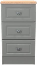 Norfolk Grey and Oak Effect 3 Drawer Bedside Cabinet 