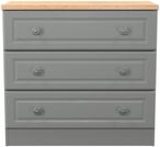 Norfolk Grey and Oak Effect 3 Drawer Small Chest