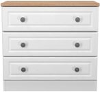 Norfolk White and Oak Effect 3 Drawer Small Chest