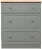 Norfolk Grey and Oak Effect 3 Drawer Deep Chest