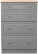 Norfolk Grey and Oak Effect 4 Drawer Deep Chest