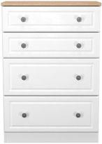 Norfolk White and Oak Effect 4 Drawer Deep Chest