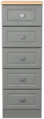 Norfolk Grey and Oak Effect 5 Drawer Narrow Chest