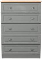 Norfolk Grey and Oak Effect 5 Drawer Chest