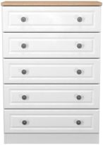 Norfolk White and Oak Effect 5 Drawer Chest