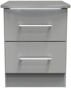 Paris Grey Gloss 2 Drawer Bedside Cabinet