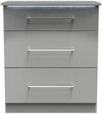 Paris Grey Gloss 3 Drawer Deep Chest