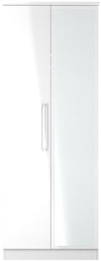 Paris White Gloss 2 Door Tall Wardrobe - 1 Mirror