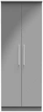 Paris Grey Gloss 2 Door Plain Tall Wardrobe