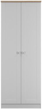 Sussex Grey and Oak Effect 2 Door Plain Tall Wardrobe