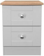Sussex Grey and Oak Effect Oak 2 Drawer Bedside Cabinet