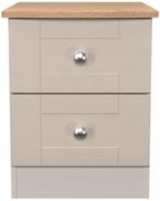 Sussex Cashmere and Oak Effect Oak 2 Drawer Bedside Cabinet