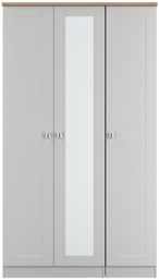 Sussex Grey and Oak Effect 3 Door Tall Triple Wardrobe - 1 Mirror