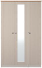 Sussex Cashmere and Oak Effect Oak 3 Door Tall Triple Wardrobe - 1 Mirror