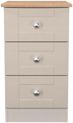 Sussex Cashmere and Oak Effect 3 Drawer Bedside Cabinet