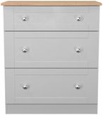 Sussex Grey and Oak Effect 3 Drawer Deep Chest