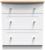 Sussex White and Oak Effect 3 Drawer Deep Chest