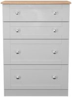 Sussex Grey and Oak Effect 4 Drawer Deep Chest